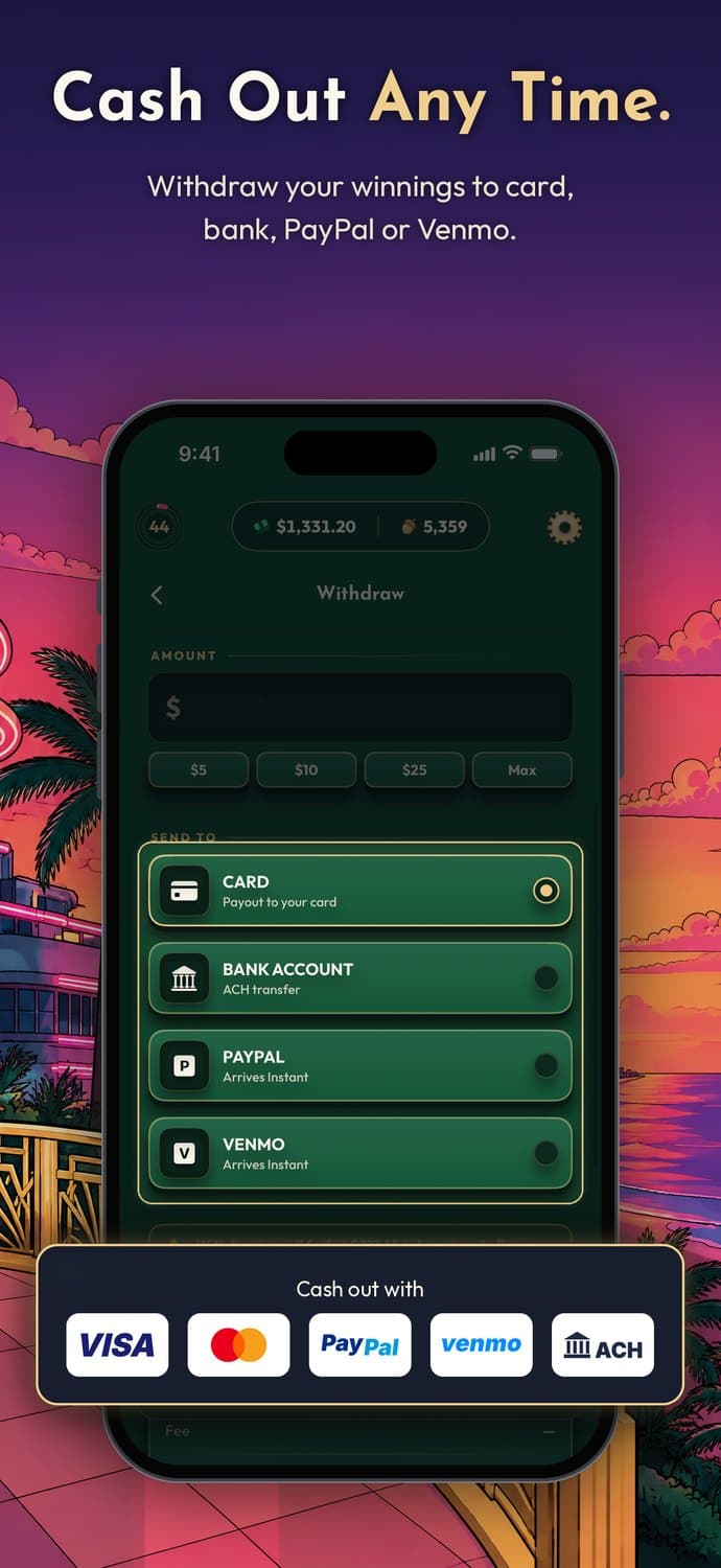 Cash out any time